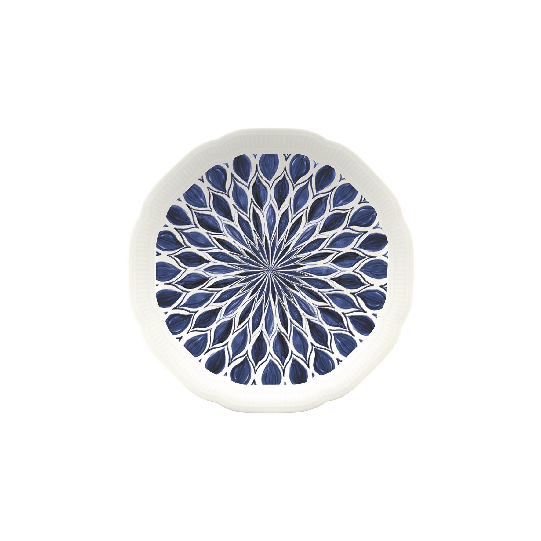 Floral Charm, Coupteller flach rund mit Relief ø 159 mm blue