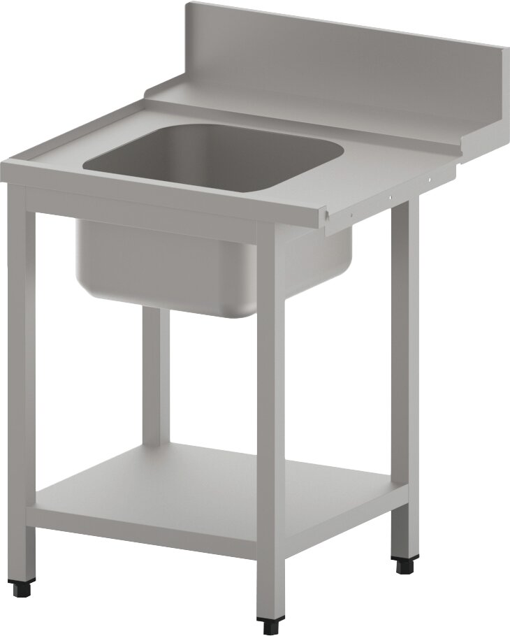 Zulauftisch links mit Becken und Ablagebord, 1000 mm