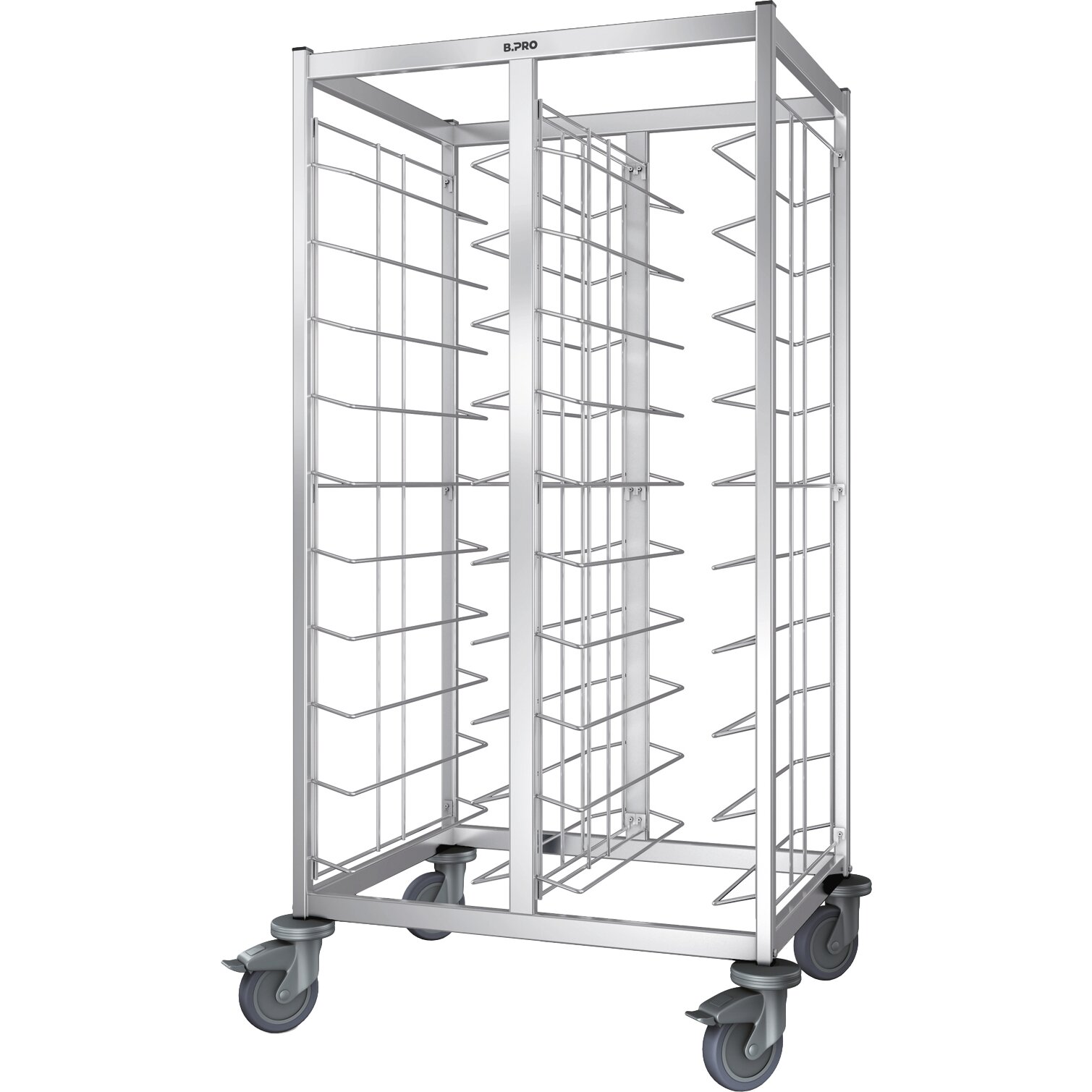 Tablett-Abräumwagen 2-teilig / für 20 GN-Tabletts / mit Kunststoffrollen