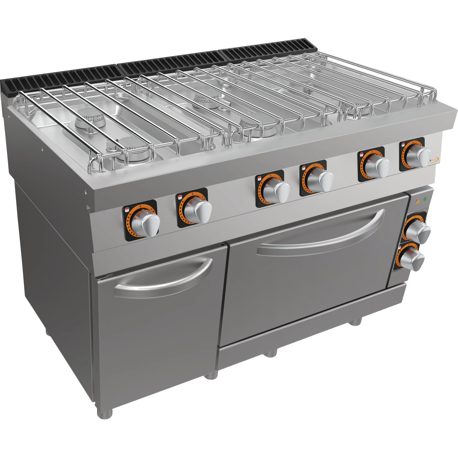 Gas-Herd, 6 Brenner mit Elektro-Backofen GN 2/1 und Neutralfach
