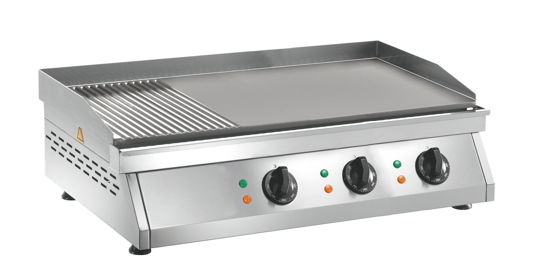 Elektro-Grillplatte 3 Heizzonen 2/3 glatt 1/3 gerillt 840 x 500 x 200 mm