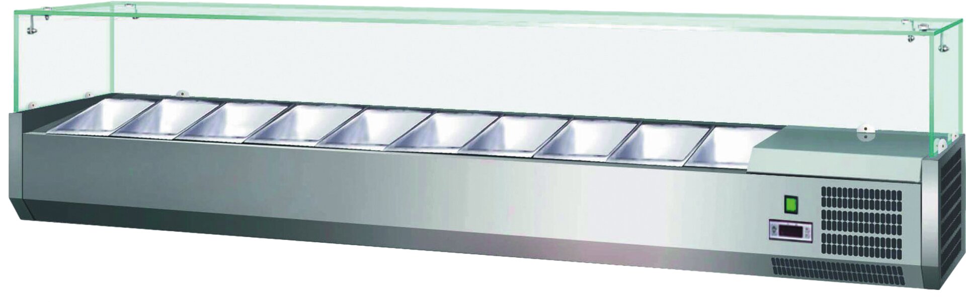 Kühlaufsatzvitrine 3 x GN 1/3 + 1 x GN 1/2 H=150 mm, 1200 x 395 x 435 mm