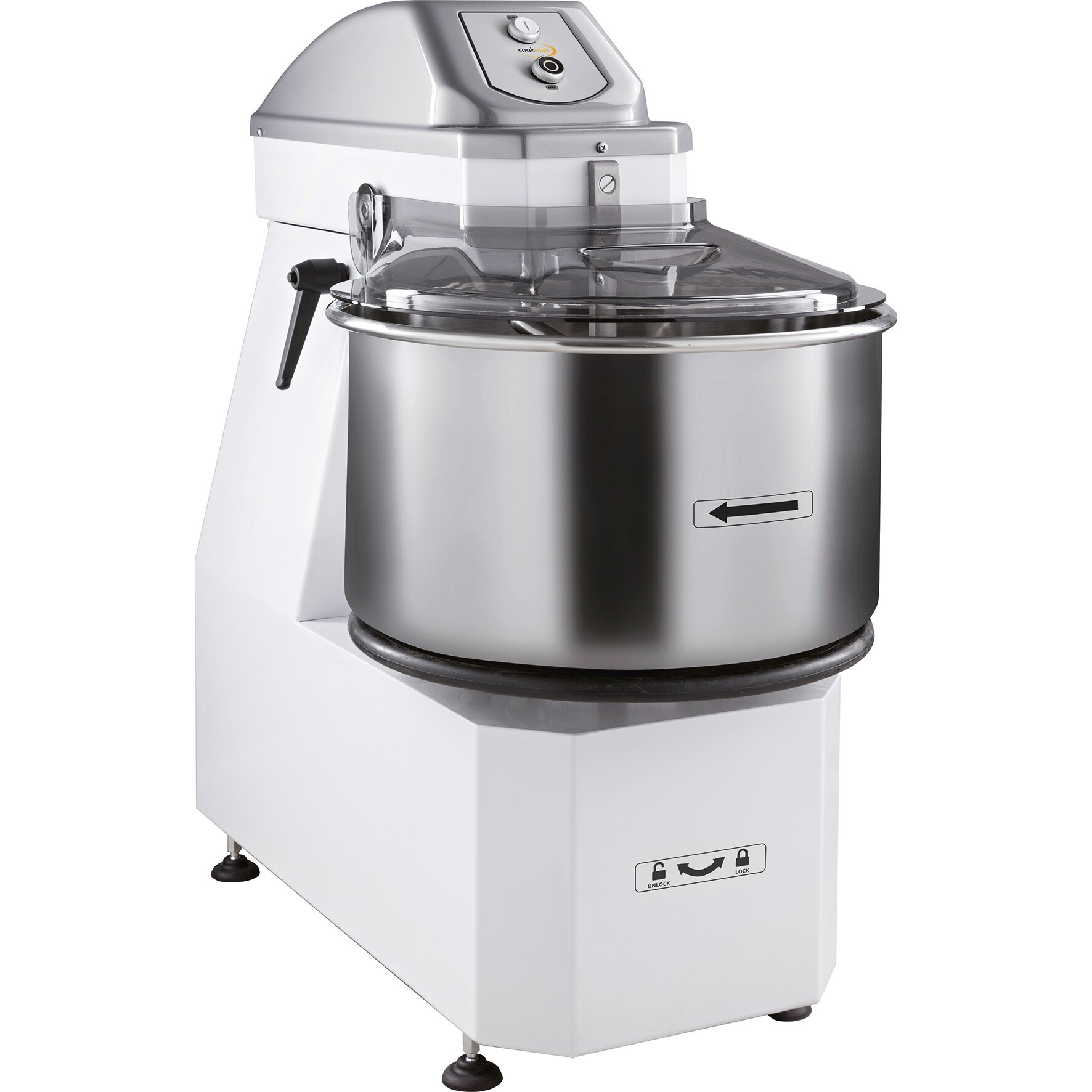 Teigknetmaschine für 25 kg / 32 l, mit anhebbarem Kopf + herausnehmbarer Wanne