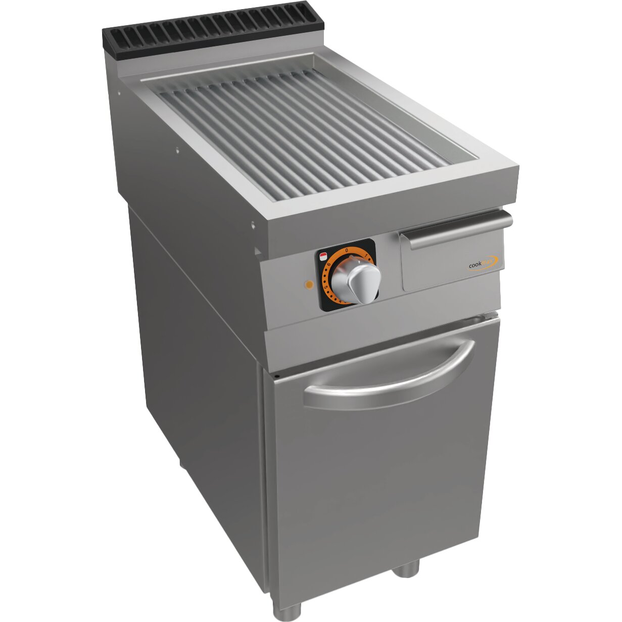 Elektro-Grillplatte, gerillt, mit Unterbau mit Tür